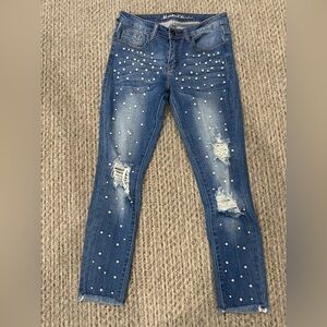Women’s Machine pour neuf crop jeans with pearls